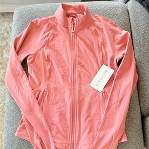 Athleta Pink Utility Jacket with Mock Neck and Fitted Silhouette